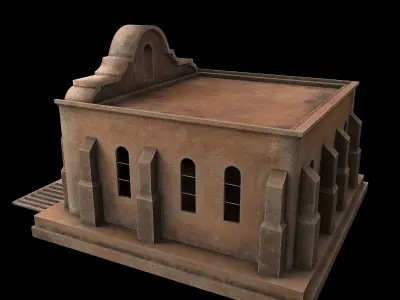 Church building with stairs and steps 3D model