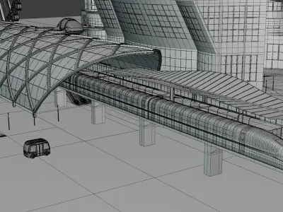 Future city with maglev 2023 3D model
