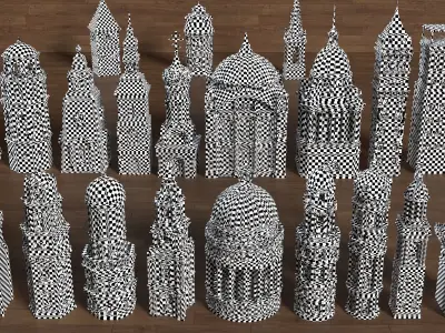 Building Towers Collection 2 - 20 pieces Low-poly 3D model