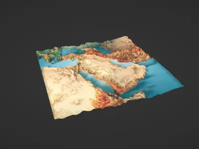 Middle East Map Topography Low-poly 3D model