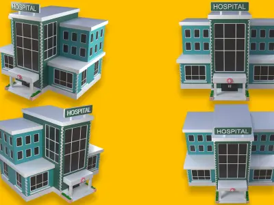 Hospital building Low-poly 3D model