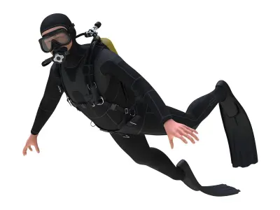  Scuba Diver and Fish Rigged Collection for Cinema 4D 