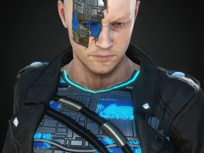 Rigged Woman Cyberpunk Character Low-poly 3D model