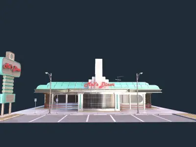 American Diner Low-poly 3D model