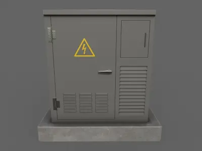 PBR Electric Box Grey Low-poly 3D model