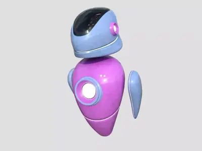 Flying Robot 03 Pink Blue - Character SciFi Design Low-poly 3D model