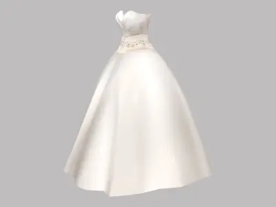 Ball Gown Low-poly 3D model