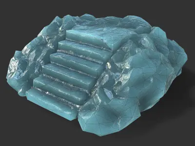 stairs stone 11 Low-poly 3D model