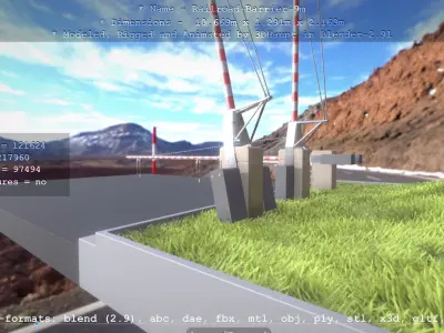 Railroad Barrier 9m High-Poly 3D model