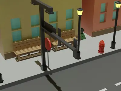 LOW POLY URBAN STREET MODELS  Free low-poly 3D model