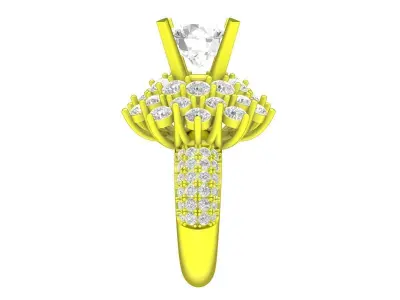 Luxury Round Halo Cluster Diamond Ring with Elevate Setting 7303 3D print model