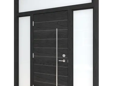 Door-096 modern door with glass panels 3D model