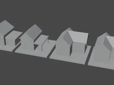 8 Lowpoly Houses 3d model Low-poly 3D model