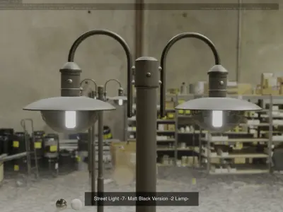 Street Light -7- Matt Black Version  3D Model Pack