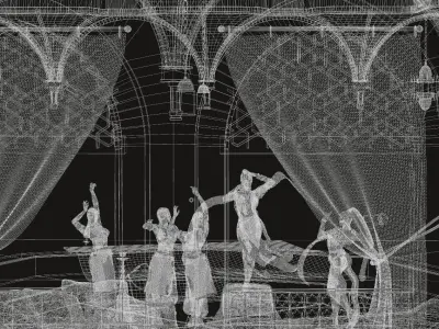 Harem ornate room with dancers in it 3D model