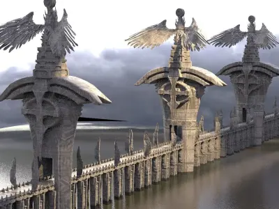 League of legends Inspired Sword Bridge Statues 3  3D model
