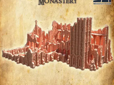 Ruined Monastery  Tabletop Terrain 28 MM 3D print model