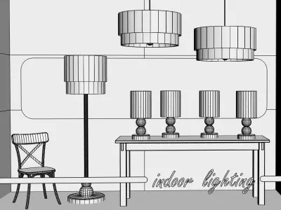 Shop window with indoor lightning 3D model