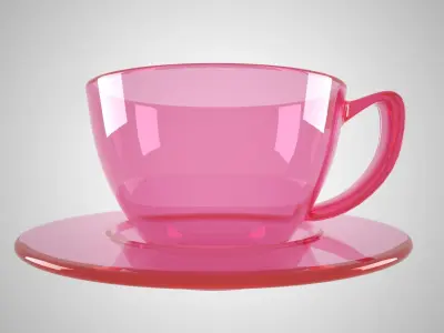 Glass Coffee Cup Light Pink Color 3D model