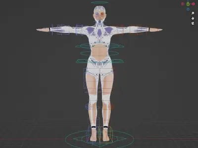 Cyber Female Low-poly 3D model