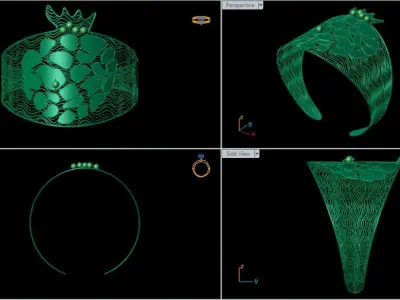 Fusion Pomegranate design bangle   Free 3D print model