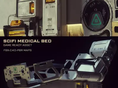 Scifi Medical Bed - Game Ready 3D model
