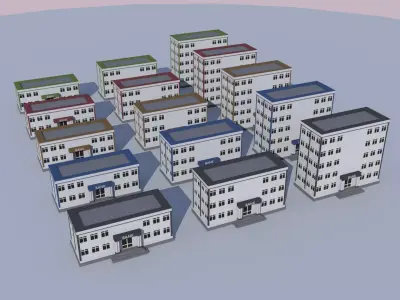 Cartoon Building Low Poly Building Commercial Bank Low-poly 3D model