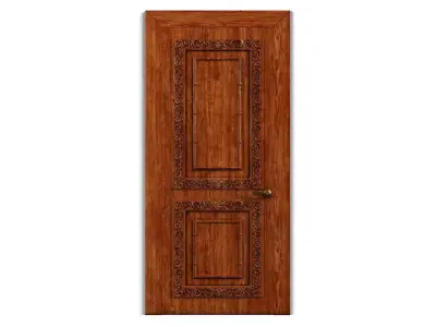 Door0008 wooden door with ornate carvings 3D model