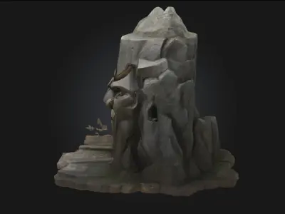 Stone Guardian Cave  Mystical Sanctuary of Ancient Secrets 3D model