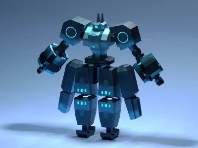 Futuristic Cybernetic Robot -  Low-poly 3D model