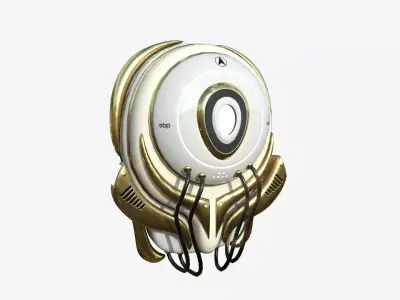 SciFi Backpack D01 White Gold - Fashion Character Design Low-poly 3D model