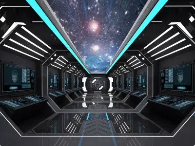 SCI FI INTERIOR SCENE SPACE SHIP Low-poly 3D model