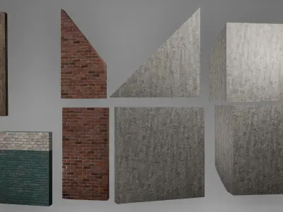 Wall - Window Set Low Poly Game Ready Low-poly 3D model