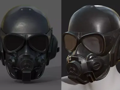 Gas mask helmet  human protection pollution fantasy scifi  Low-poly 3D model