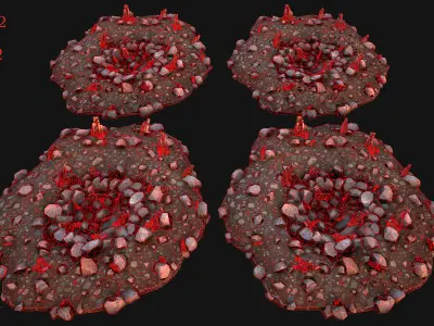 Silver Ore Deposits Mine Environment Low-poly 3D model