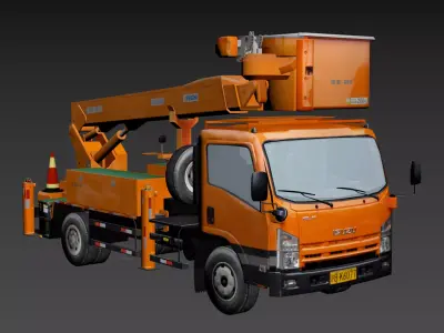 Animated-SCI FI - ISUZU boom lift Low-poly 3D model