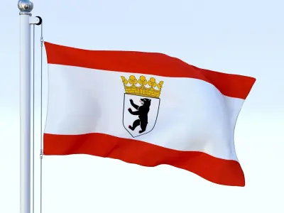 Animated Berlin German State Flag Low-poly 3D model