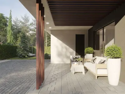 Modern house 02 Low-poly 3D model