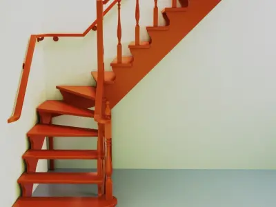 Ladder-L orange staircase 3D model