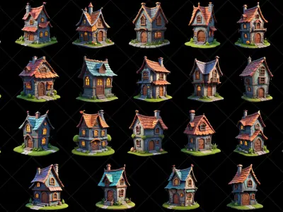 55 Fantasy Stylized Houses Texture