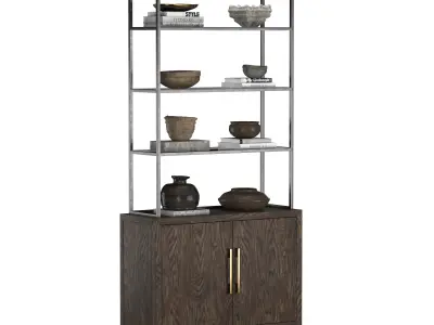 FRENCH CONTEMPORARY  DOUBLE-DOOR-OPEN-SIDEBOARD-HUTCH 3D model