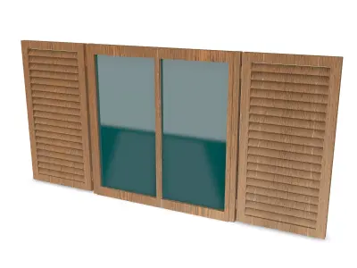 Low Poly Wooden Window Low-poly 3D model