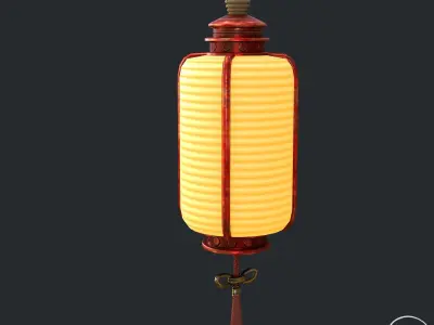 Pbr Chinese Lantern - Street Lamp Low-poly 3D model