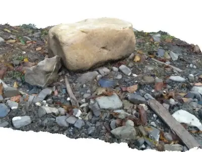 Forest creek rock 3D scan Low-poly 3D model