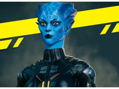 Game ready scifi character female Low-poly 3D model