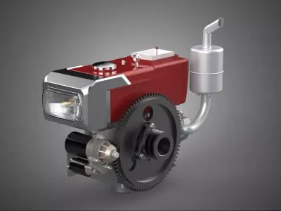 SINGLE CYLINDER DIESEL ENGINE MACHINE HEADLIGHT HEAD LAMP LIGHT 3D model