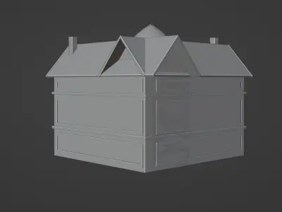 House villa architecture building vintage city pillars 3D model