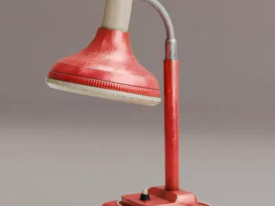Vintage Red Table Lamp PBR Low-poly 3D model