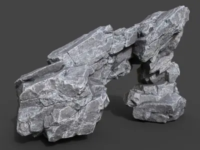 Low Poly Gray Rock Formation 221219 - Ultra HD 16K Texture Low-poly 3D model