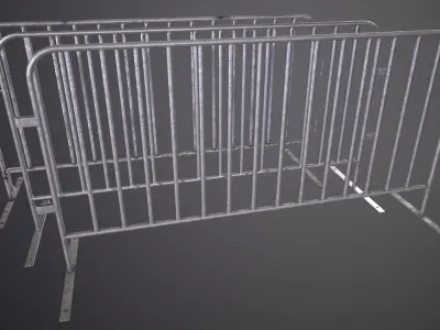 Metall crowd control barrier  Low-poly 3D model